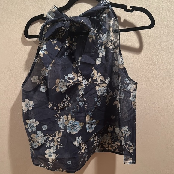 NWT WAYF Floral Halter Neck Top - Navy Blue Small - Picture 5 of 6